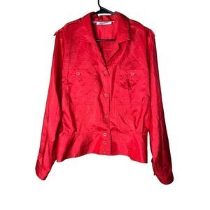 Vintage Josephine Red Button Front Blouse‎ Size 16
